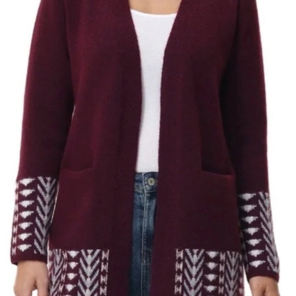 Frye Sweaters - NWT Frye Women's Burgundy and White Patterned cozy cardigan Size S